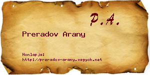 Preradov Arany névjegykártya
